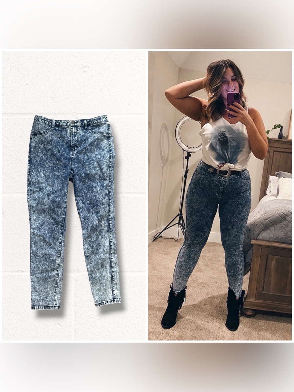 Almost Famous Acid-Wash Skinny Jeans, Large - Picture 1 of 7
